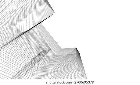 Fundo geométrico arquitetônico, linhas abstratas 3d