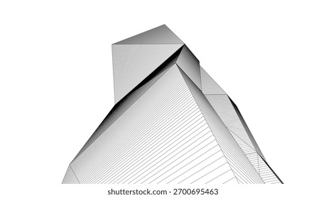 Architectural geometric background, abstract lines 3d