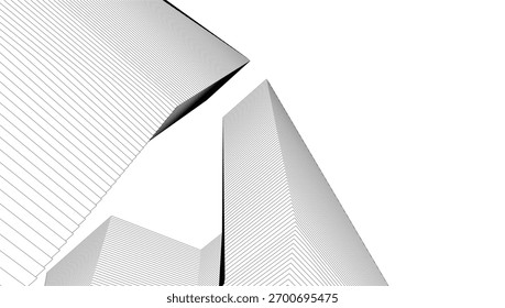Architectural geometric background, abstract lines 3d