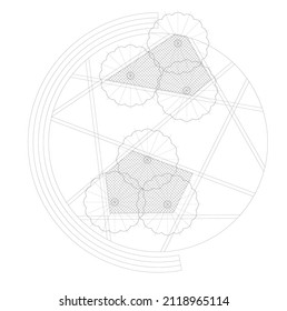 
Architectural graphic or symbol of the trees and planter box in landscape design from the top view. It is usually used in plan drawing or architectural layouts. 2D CAD image in black and white.