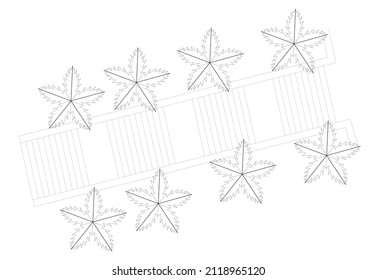 
Architectural graphic or symbol of the trees and planter box in landscape design from the top view. It is usually used in plan drawing or architectural layouts. 2D CAD image in black and white.