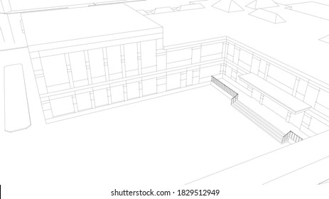 
architectural graphics 3d visualization, school building