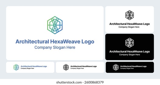 Architectural HexaWeave Logo: Innovative Design Combining Architecture with Hexagonal Weaving Patterns