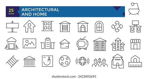 Architectural and Home line icon pack like symbol collection