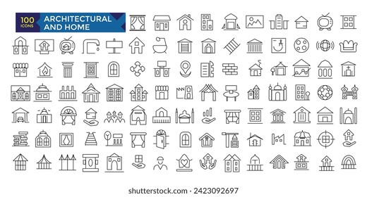 Architectural and Home line icon pack like symbol collection