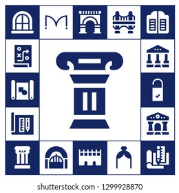  architectural icon set. 17 filled architectural icons.  Simple modern icons about  - Window, Planning, Blueprint, Column, Architecture, Courthouse, Doorknob, Doors, Door, Arch