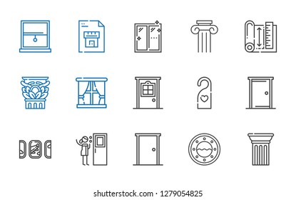 architectural icons set. Collection of architectural with column, window, door, windows, doorknob, blueprint. Editable and scalable architectural icons.