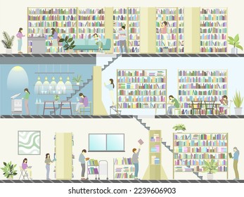 Architectural illustration of a library