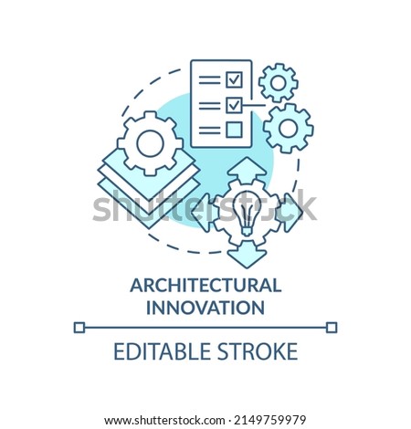 Architectural innovation turquoise concept icon. Innovation type in entrepreneurship abstract idea thin line illustration. Isolated outline drawing. Editable stroke. Arial, Myriad Pro-Bold fonts used
