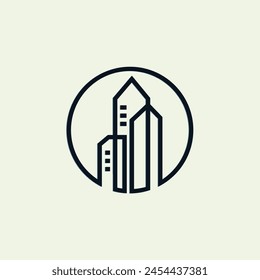 architectural inspiration building logo design, building line in circle