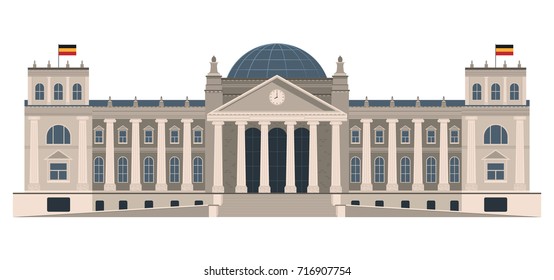 Architectural landmark Germany Reichstag isolated on white background vector illustration
