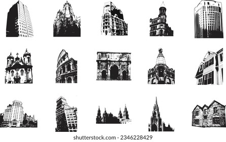 Architectural landmarks of the world. The illustration on a white background.