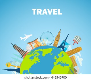 Architectural landmarks of the world. Travel vector. Modern flat design. EPS 10. Colorful.