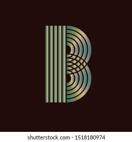 An architectural  letter B made of five repeated circles and lines with bronze shades representing arcades, doors, heritage monuments. Can be used as branding for architectural or restoration business