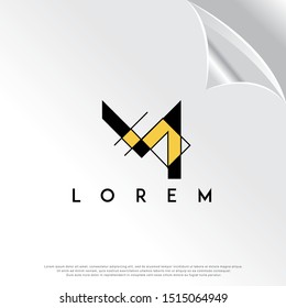 architectural letter m icon, modern template logo design