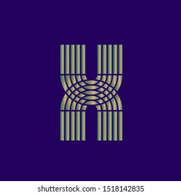 An architectural  letter X made of five repeated circles and lines with bronze shades representing arcades, doors, heritage monuments. Can be used as branding for architectural or restoration business