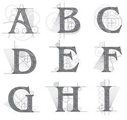 Architectural Letters For Design. Vector Illustration