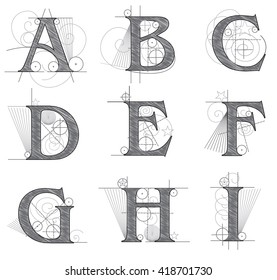 Architectural Letters for design. Vector illustration