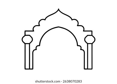 Architectural line drawing ornate arch gateway design