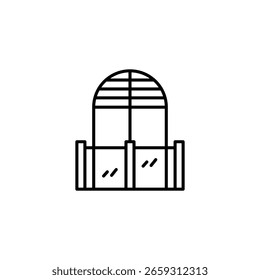 Desenho De Linha Arquitetônico De Uma Janela E Uma Pequena Varanda