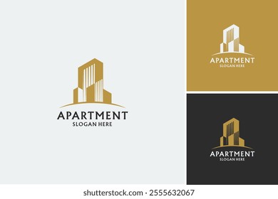 architectural logo design and business card templates. abstract structure of real estate, building, construction, apartment.