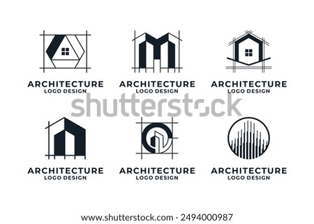 Architectural logo design collection. Building renovation logo design