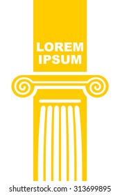 Architectural logo. Element of Greek columns capital. Vector emblem