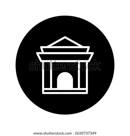 Architectural marvel: A bold icon representing a classic building with geometric lines and shapes displayed distinctly
