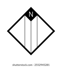 Architectural north arrow and compass outline vector