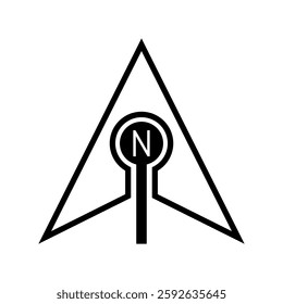 Architectural north arrow and compass outline vector