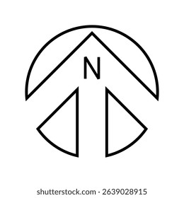 Architectural north arrow and compass outline vector