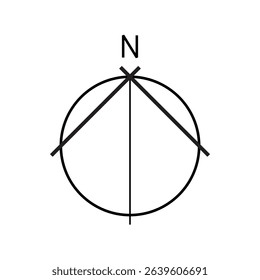 Architectural north arrow and compass outline vector