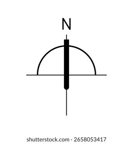 Architectural north arrow and compass outline vector