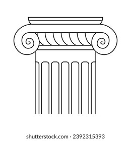 Architectural orders outline line art. Set of different types of classical capitals doric, ionic and corinthian. Greek and Roman column. Vector illustration isolated on background