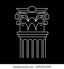 Architectural orders outline line art. Set of different types of classical capitals doric, ionic and corinthian. Greek and Roman column. Vector illustration isolated on background
