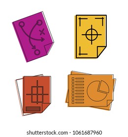 Architectural paper icon set. Color outline set of architectural paper vector icons for web design isolated on white background