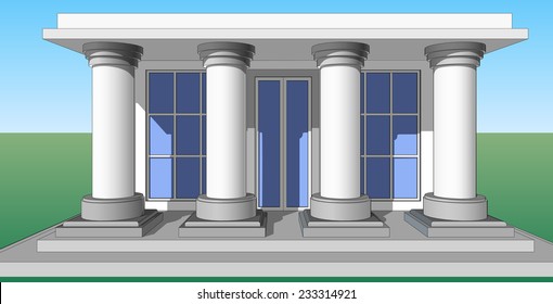 Architectural pattern, the entrance to the house with columns.