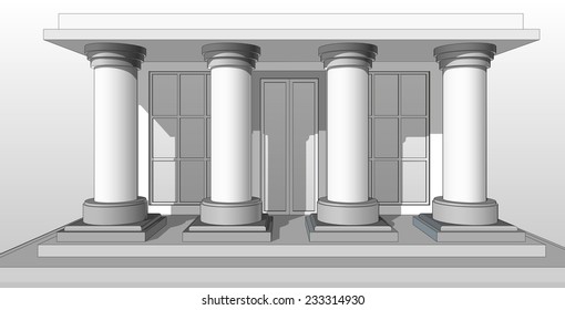 Architectural pattern, the entrance to the house with columns.