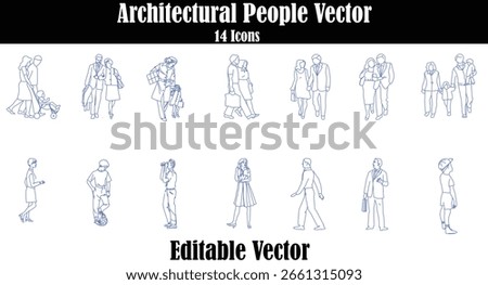 Architectural people line art vector isolated on white background