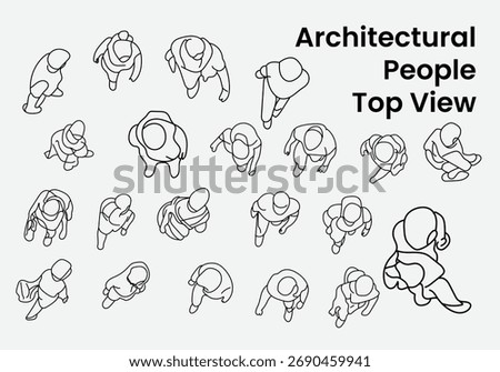 Architectural People top view cad drawing isoalte background