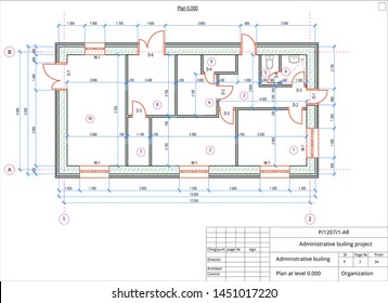 Architectural plan the administrative building  Color version and place for text   copy space 