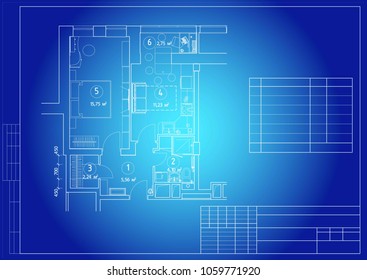 Architectural plan of the apartment, interior, blueprint. Vector