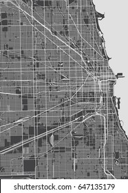 Architectural plan of the city Chicago, detailed map, vector illustration