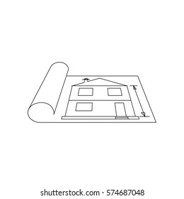 architectural plan design on paper icon
