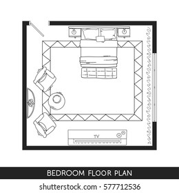 Architectural Plan with furniture in top view