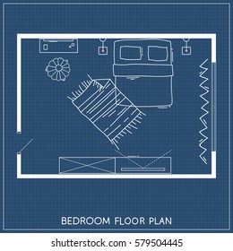 Architectural Plan with furniture in top view
