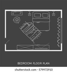 Architectural Plan with furniture in top view