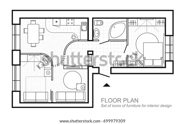 Architectural Plan House Layout Apartment Top Stock