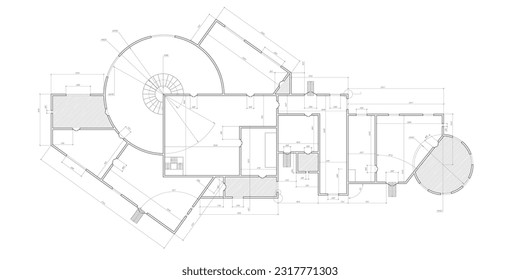 Plano arquitectónico. Proyecto de plan de casa. Diseño de ingeniería. Construcción industrial de casas .ilustración.