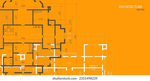 Architectural plan .House plan project .Engineering design .Industrial construction of houses .illustration.